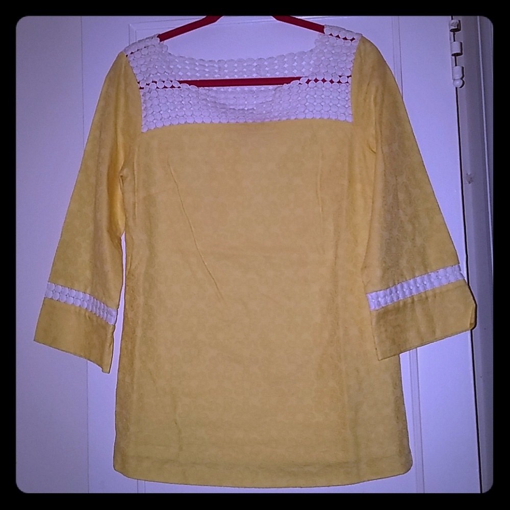 Lilly Pulitzer yellow Bees Knees Jacquard Top
